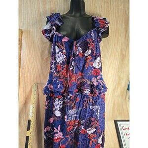 Sofia by Sofia Vergara Women's Ruffle Off Shoulder Maxi Dress XXL Crinkle BLUE